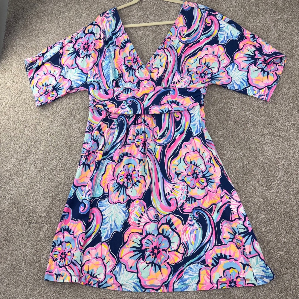 Lilly Pulitzer Nauti Navy Boho Bateau Dress Women M Resort Summer Knit Feminine - Picture 3 of 11